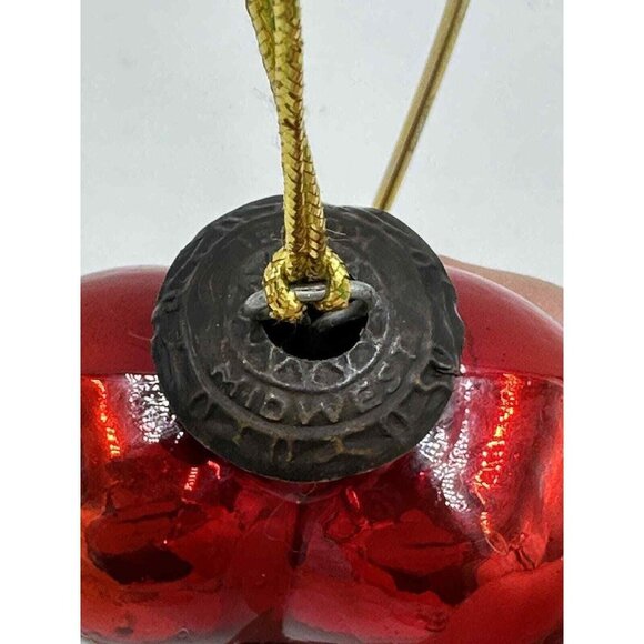 Vtg Kugel Ornament Midwest Red Glass Heart Shaped 3.5” Germany Christmas Core - Picture 4 of 8